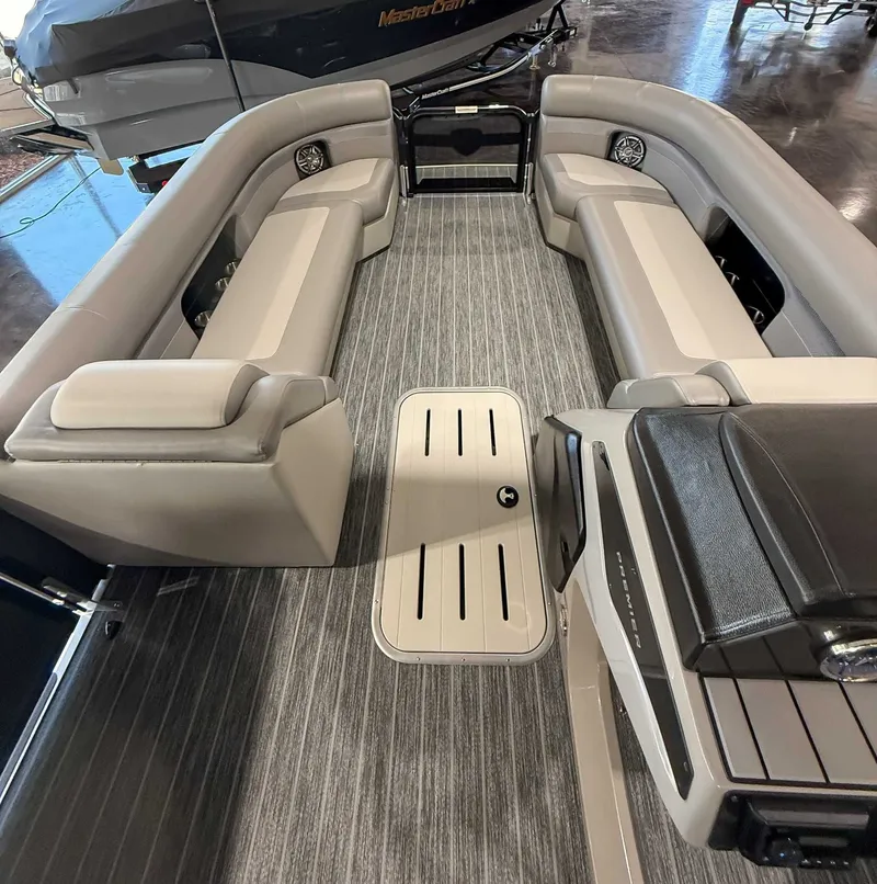 Slide: The Image of Interior of 2025 Premier 250 Sunsation RL with gray seating. - 13