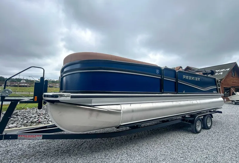Slide: The Image of 2026 Premier Solaris 230 RL pontoon boat on trailer. - 3