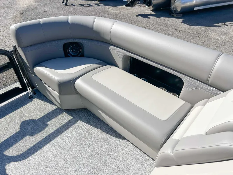 Slide: The Image of Interior of 2026 Premier Sunsation 230 RF (28 PTX) with gray upholstery. - 14