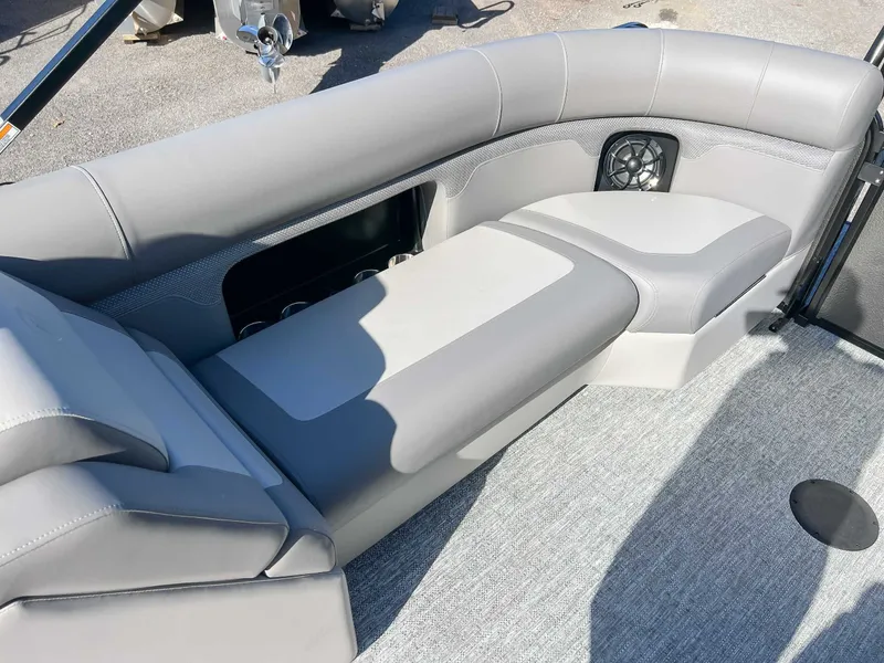 Slide: The Image of Interior of 2026 Premier Sunsation 230 RF (28 PTX) with gray upholstery. - 18