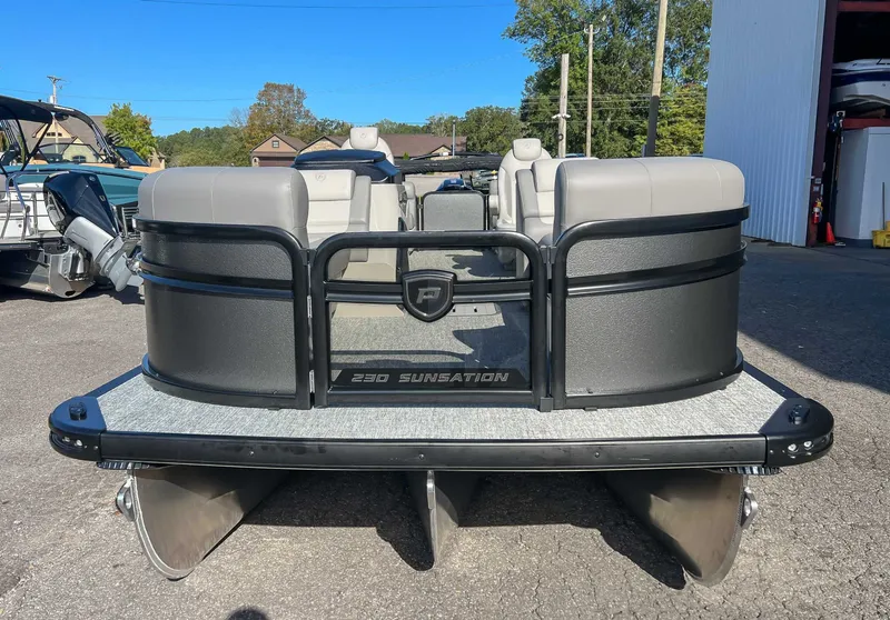 Slide: The Image of 2026 Premier Sunsation 230 RF pontoon boat on parking lot. - 4