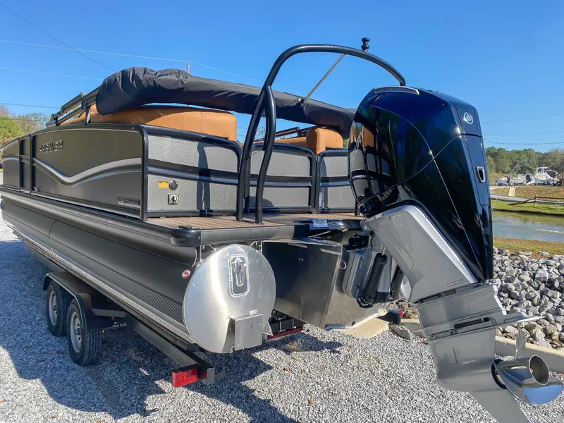 Slide: The Image of Premier Solaris 250 RF 2026 pontoon boat with outboard motor. - 7