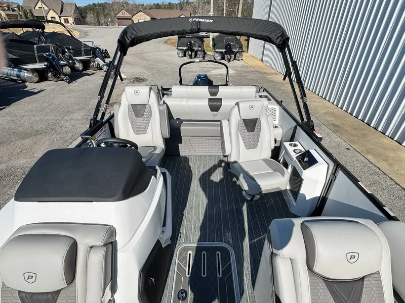 Slide: The Image of Interior view of 2026 Premier Intrigue 230 RL pontoon boat. - 15
