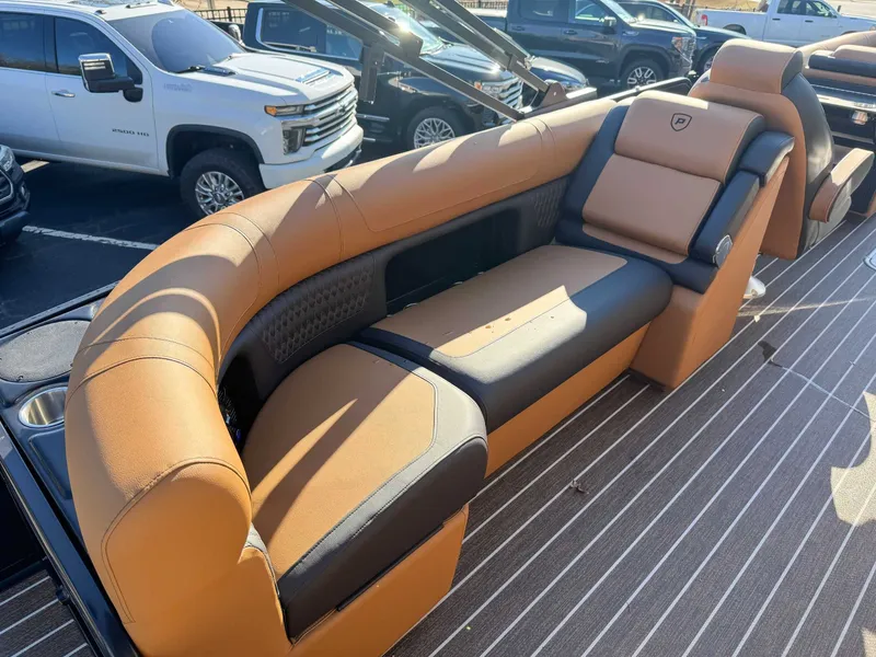 Slide: The Image of Luxurious seating in Premier Solaris 230 RF pontoon boat, 2026 model. - 18