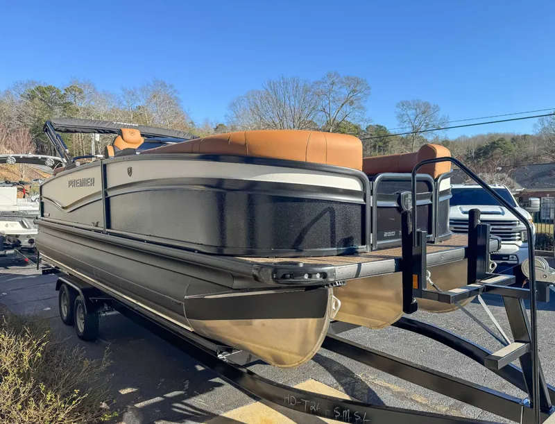 Slide: The Image of 2026 Premier Solaris 230 RF pontoon boat on trailer. - 4