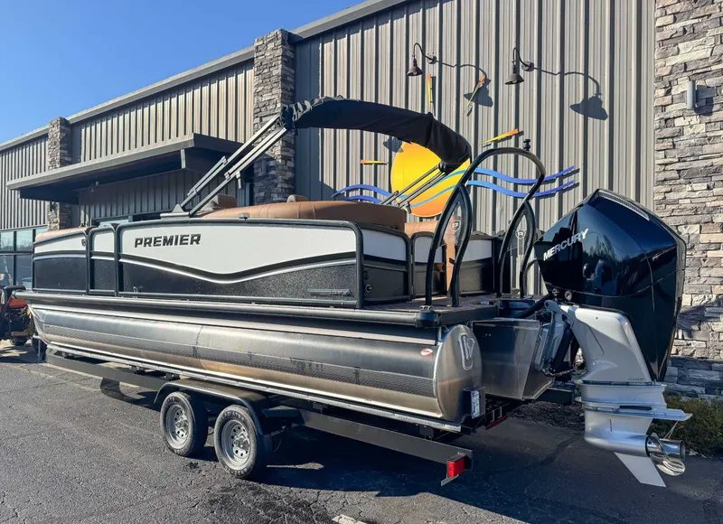 Slide: The Image of 2026 Premier Solaris 230 RF pontoon boat on trailer. - 6