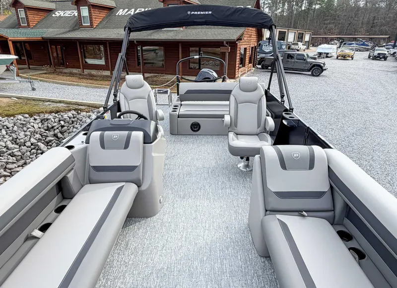Slide: The Image of Interior of Premier Sunscape 220 RL pontoon boat, model year 2026. - 12