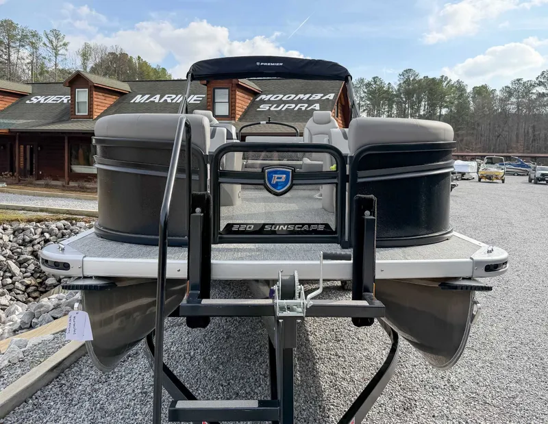 Slide: The Image of 2026 Premier Sunscape 220 RL pontoon boat on trailer. - 4
