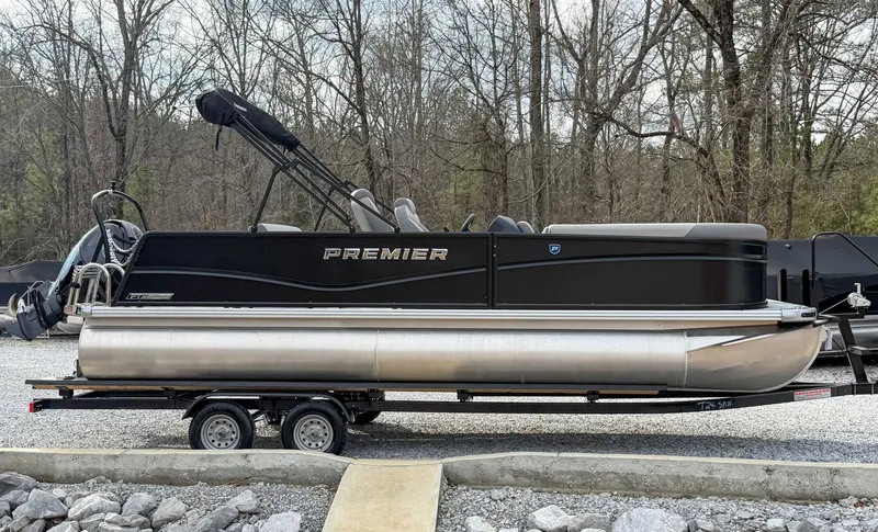 Slide: The Image of 2026 Premier Sunscape 220 RL pontoon boat on trailer. - 6