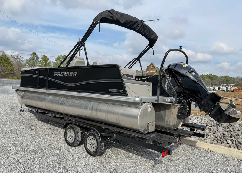 Slide: The Image of 2026 Premier Sunscape 220 RL pontoon boat on trailer. - 8