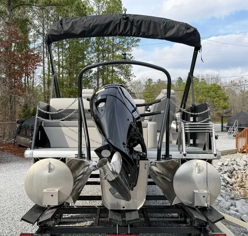 Slide: The Image of 2026 Premier Sunscape 220 RL pontoon boat with motor, on trailer. - 9