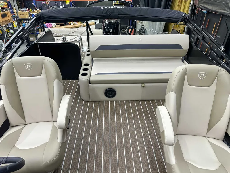 Slide: The Image of Interior of 2026 Premier Sunscape 220 RL with elegant seating. - 11