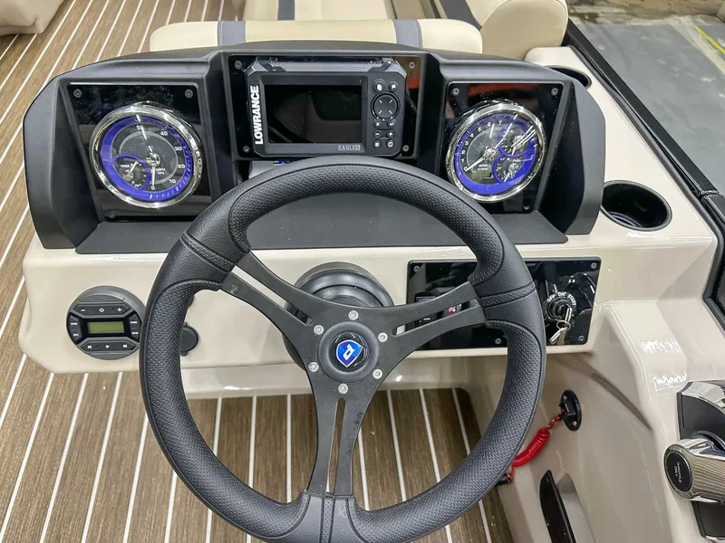 Slide: The Image of 2026 Premier Sunscape 220 RL dashboard with instruments. - 14