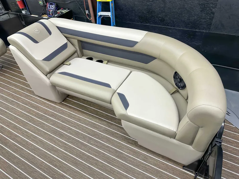 Slide: The Image of Luxurious seating in Premier Sunscape 220 RL pontoon boat, 2026 model. - 8