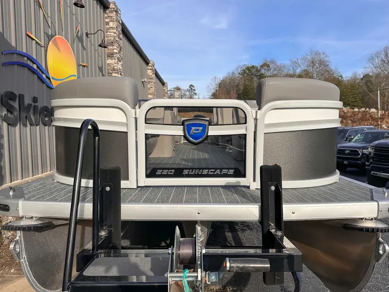 Slide: The Image of Premier Sunscape 220 RF 2026 pontoon boat on trailer. - 4