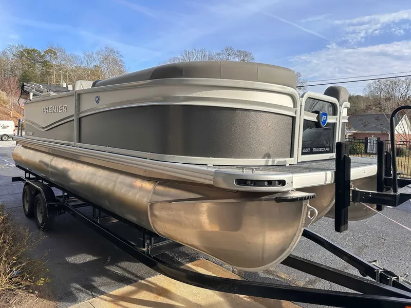 Slide: The Image of 2026 Premier Sunscape 220 RF pontoon boat on trailer. - 5