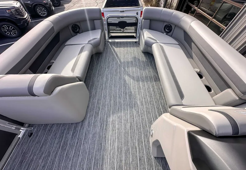 Slide: The Image of Interior of 2026 Premier Sunscape 220 RF (25 PTX) with gray upholstery. - 9
