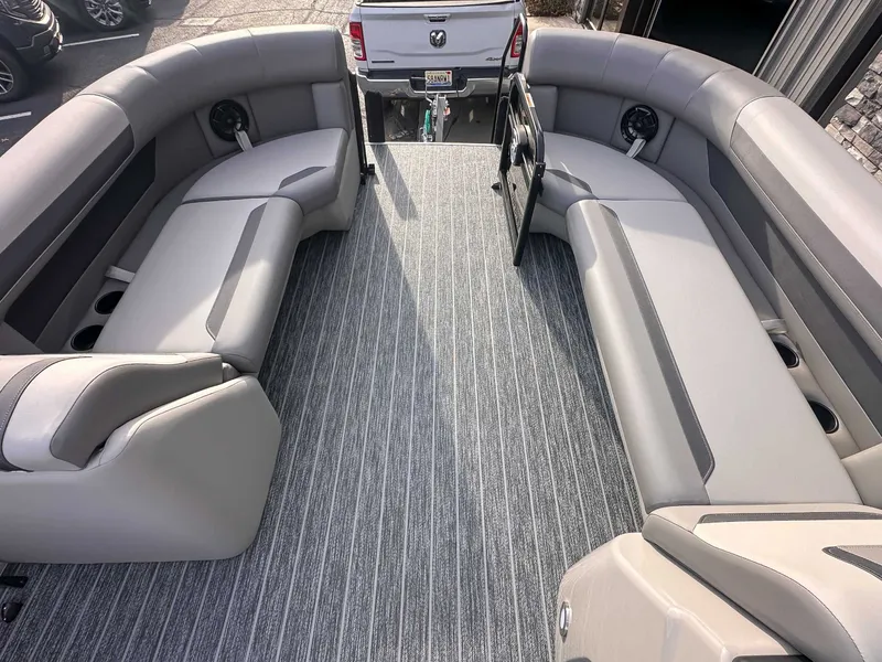 Slide: The Image of Interior of 2026 Premier Sunscape 220 RL with gray upholstery. - 9