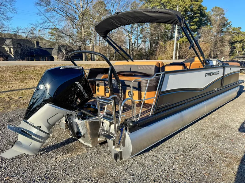 Slide: The Image of 2026 Premier Solaris 250 RL pontoon boat with Mercury engine. - 6