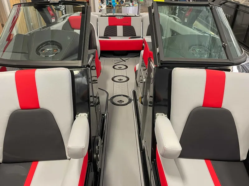 Slide: The Image of Interior of 2022 MasterCraft X22 boat with modern seating. - 14