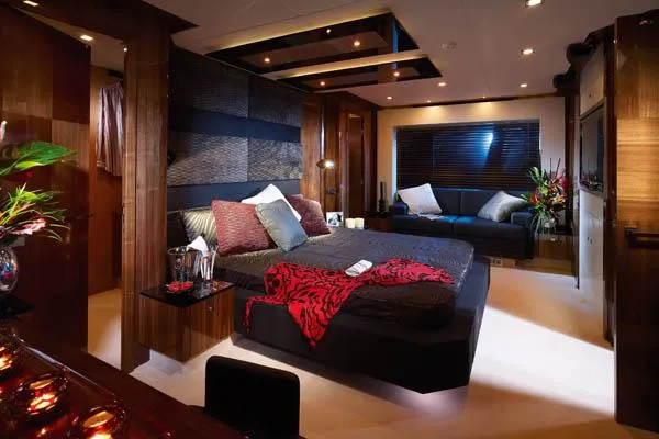 Slide: The Image of Luxury Sunseeker Predator 84 yacht cruising near city skyline, 2010 model. - 11