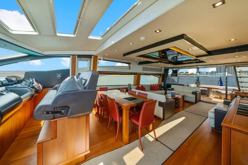 Slide: The Image of Luxurious interior of 2010 Sunseeker Predator 84 yacht with elegant dining and seating areas. - 33
