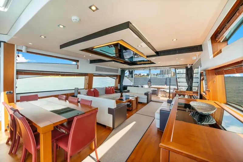Slide: The Image of Luxurious interior of 2010 Sunseeker Predator 84 yacht with elegant dining and seating areas. - 35