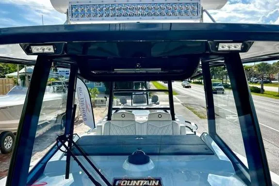 Slide: The Image of 2023 Fountain 38 Tournament Edition boat with sleek design and advanced lighting system. - 50