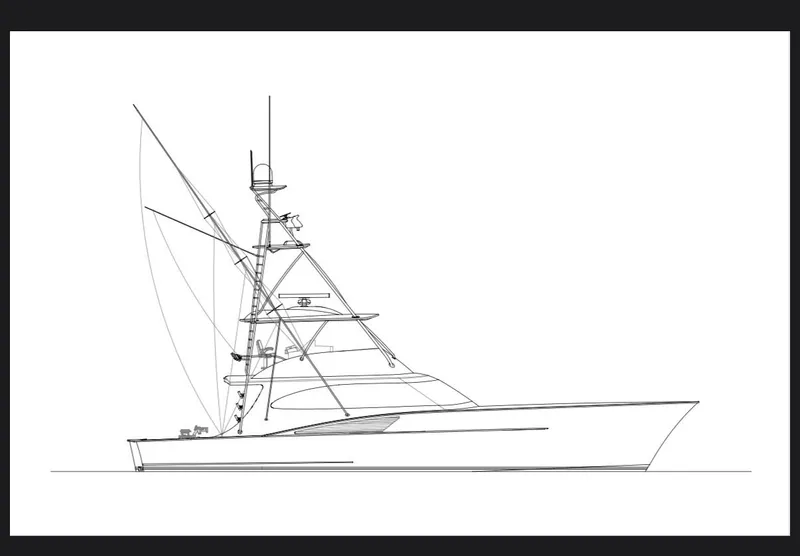 Slide: The Image of Guthrie Custom Sportfish 2020, side view, technical drawing. - 16