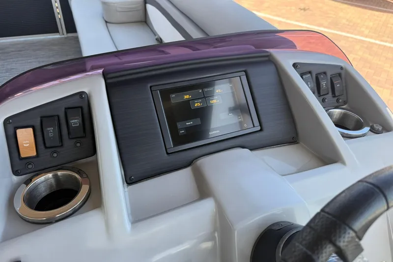 Slide: The Image of Dashboard of 2022 Bennington 22 SS Fish and Cruise boat with touchscreen controls. - 14