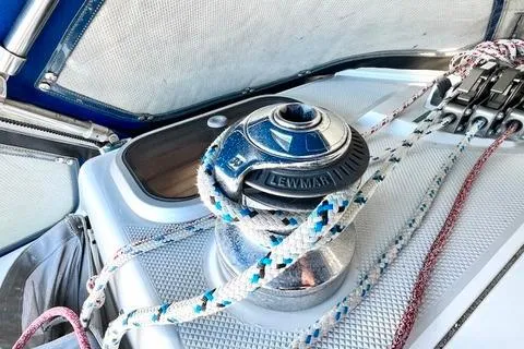 Slide: The Image of Winch and ropes on a 1999 Catalina 36 MkII sailboat deck. - 20