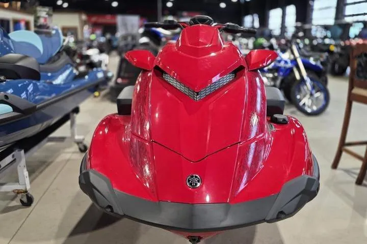 Slide: The Image of 2026 Yamaha WaveRunner GP SVHO in vibrant red on showroom floor. - 10