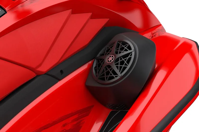 Slide: The Image of Manufacturer Provided Image: 2026 Yamaha WaveRunner GP SVHO in vibrant red with sleek design and speaker detail. - 21