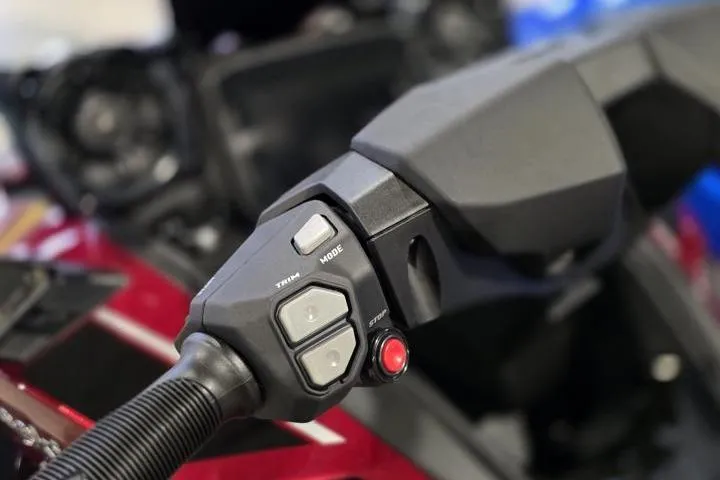 Slide: The Image of Close-up of 2026 Kawasaki Jetski Ultra 310LX handlebar controls. - 10