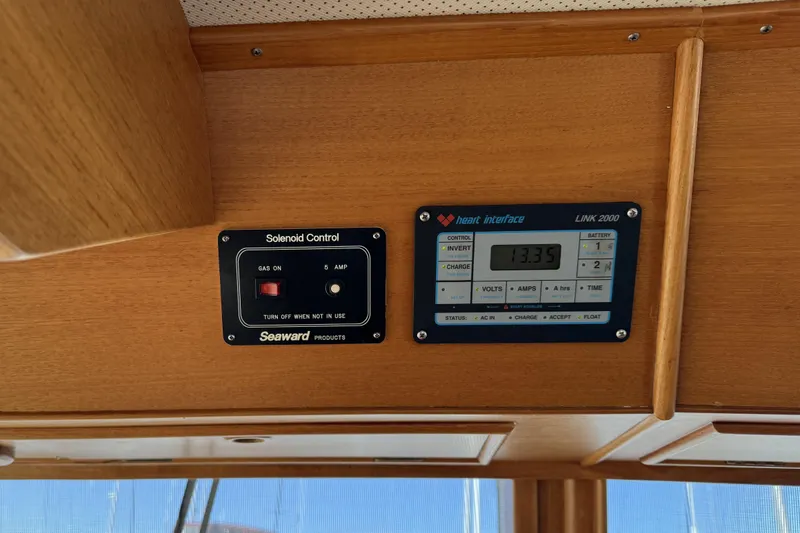Slide: The Image of Control panels on a 1997 Grandbanks 36 boat, featuring Seaward solenoid and Heart Interface Link 2000. - 7