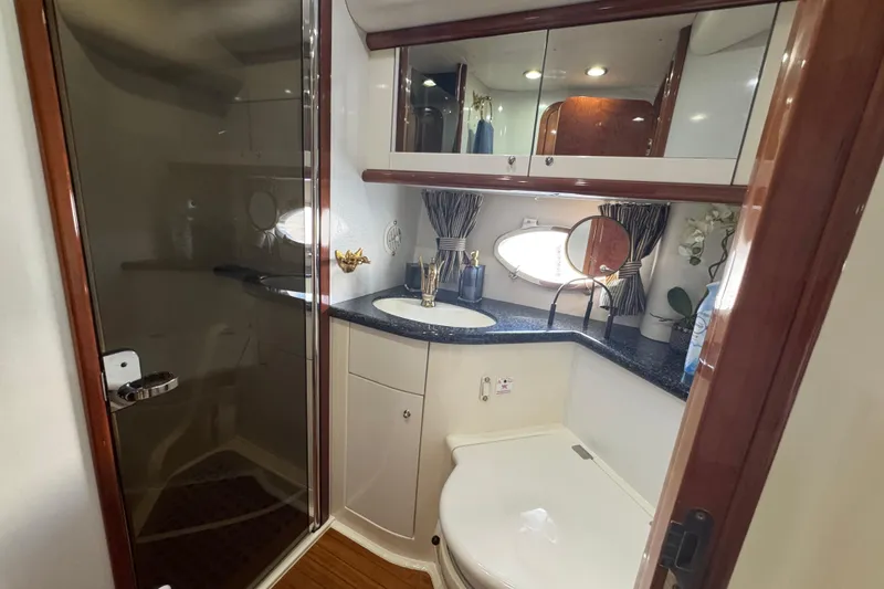 Slide: The Image of Luxurious bathroom interior of 2000 Sunseeker Predator 56 yacht with modern amenities. - 30