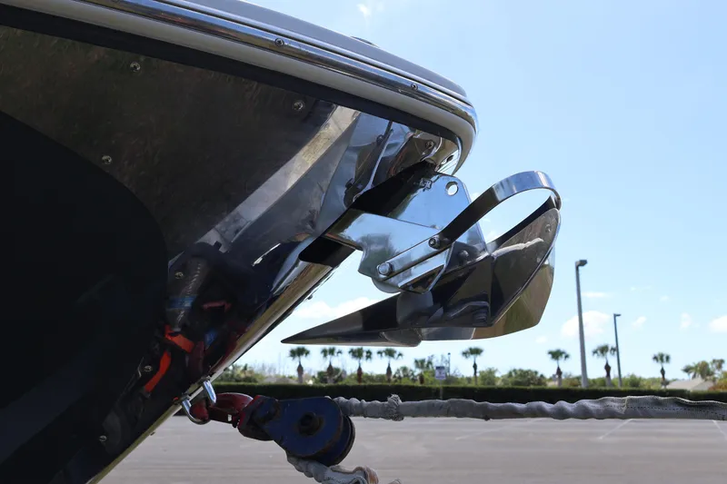 Slide: The Image of Close-up of 2019 Regal 29 OBX boat anchor against a clear sky. - 11
