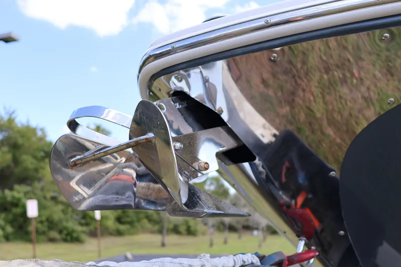Slide: The Image of 2019 Regal 29 OBX boat anchor detail with shiny metal finish. - 12