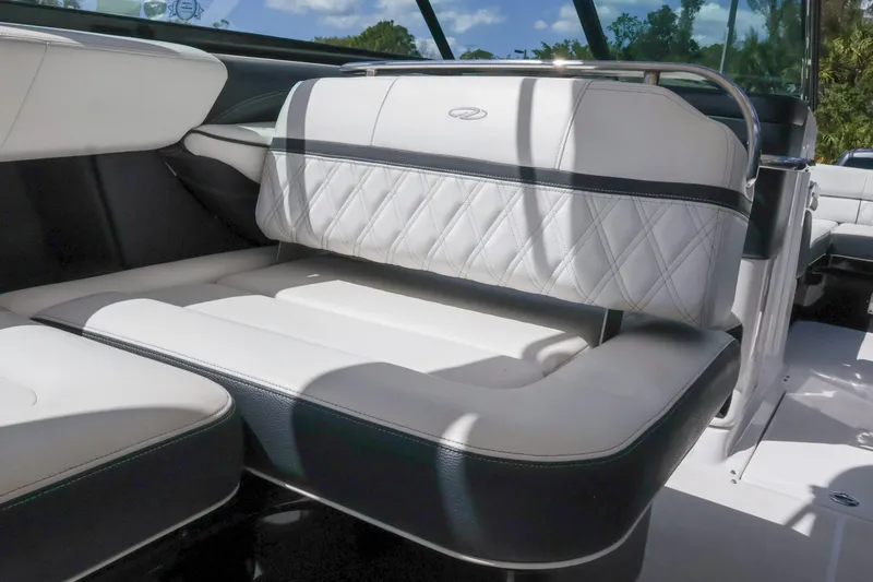 Slide: The Image of Luxurious seating on 2019 Regal 29 OBX boat with diamond-stitched upholstery. - 27