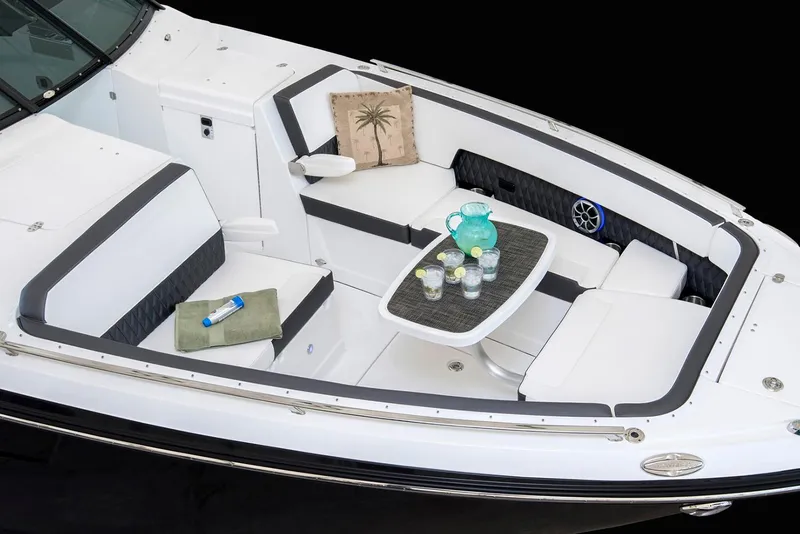 Slide: The Image of Manufacturer Provided Image: 2022 Monterey 378SS Super Sport boat interior with seating and table setup. - 17