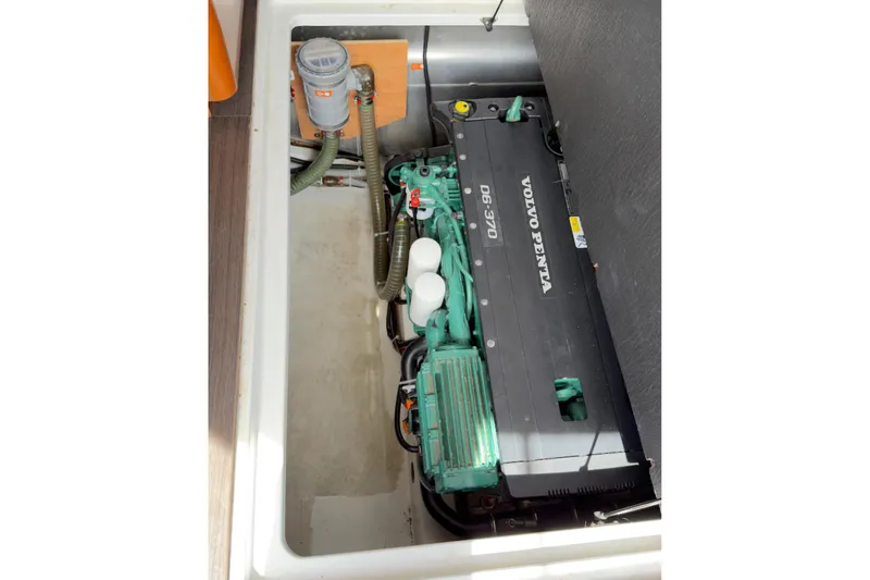 Slide: The Image of Engine compartment of a 2016 Beneteau Swift Trawler 30 with Volvo Penta D6-370 engine. - 29