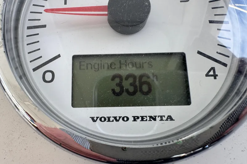 Slide: The Image of Volvo Penta engine hour meter showing 336 hours on Beneteau Swift Trawler 30, 2016 model. - 30