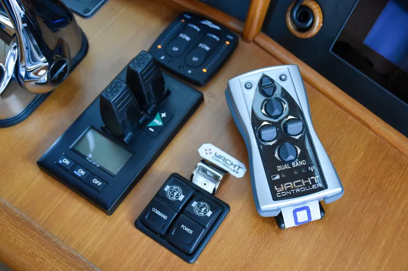 Slide: The Image of Control panel of a 2013 Fleming 55 yacht with dual band yacht controller. - 20