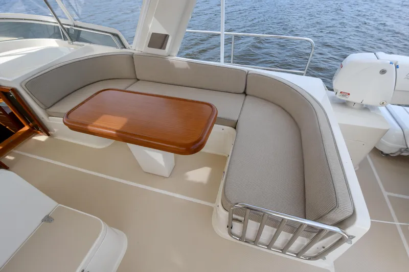 Slide: The Image of Luxurious seating area on a 2013 Fleming 55 yacht with ocean view. - 25