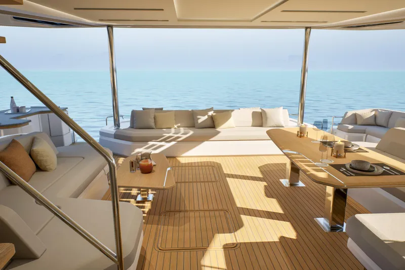 Slide: The Image of Luxurious interior of 2027 Fountaine Pajot FPY 70 yacht with ocean view. - 7