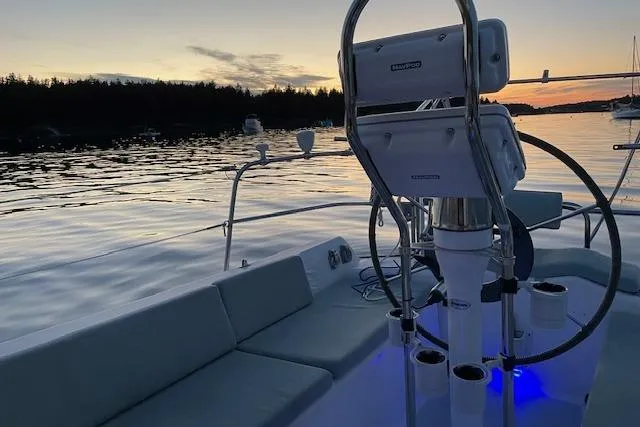 Slide: The Image of Sailing at sunset on a 1989 Freedom 38 Sloop, serene waters, tranquil ambiance. - 64