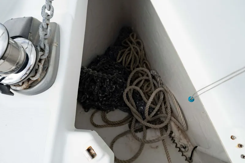 Slide: The Image of Anchor chain and ropes in a 2017 Beneteau Oceanis 41.1 sailboat locker. - 20