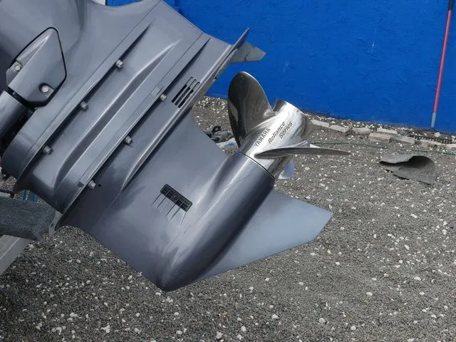 Slide: The Image of Close-up of a 2021 Key West 203 FS boat motor. - 10