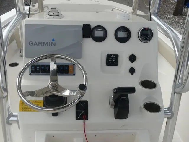Slide: The Image of Key West 203 FS boat console, 2021 model, featuring Garmin equipment. - 16