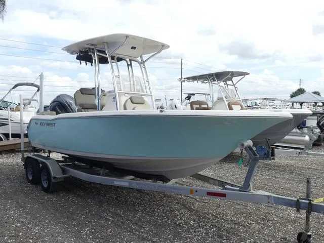 Slide: The Image of 2021 Key West 203 FS boat on trailer, side view. - 3